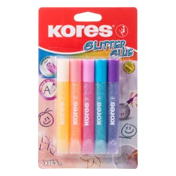 Течно лепило Kores Glitter Pastel 5 броя