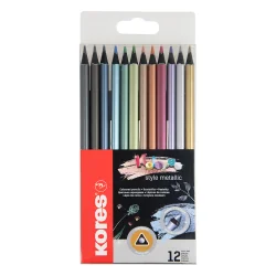Цветни моливи Kores Metallic 12цв дълги
