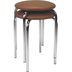Stool Chico Chrome faux leather brown