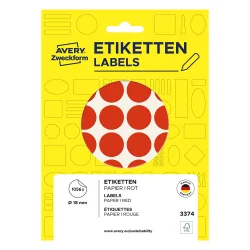 Самоз. кръгчета Avery ф18 червен 1056бр