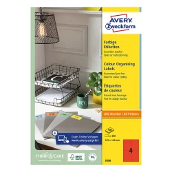 Етикети Avery 105/148 A4 4ет червен 100л
