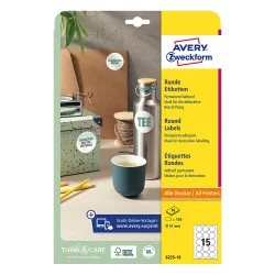 Avery perm.circle labels 51mm A4 15p 10s