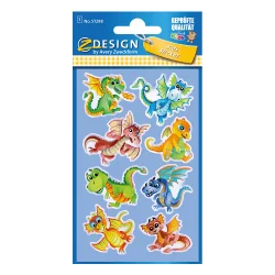 Стикери Avery Glossy дракони 8бр