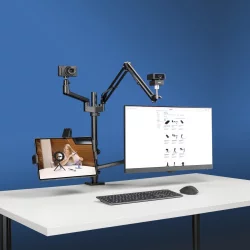 Hama Monitor Holder for Streaming Setup, 4 Arms, Height-adjustable, Swivel