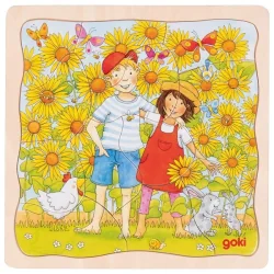 Goki Multi-layer Wooden Puzzle Sunflower Growth, 3+ Years
