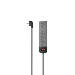 Разклонител Hama 223053, 4 гнезда с ключ, черен/сив