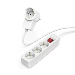 Hama 223081 Power Strip, 3 outlets with switch, White