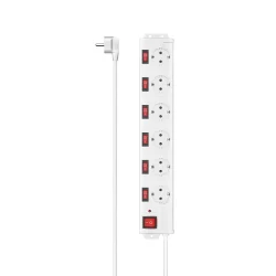 Power Strip Hama 223159, 6 outlets with switches, White