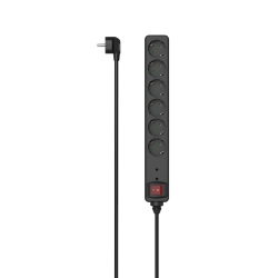 Hama 223156, Power Strip, 6 outlets with switch, Black