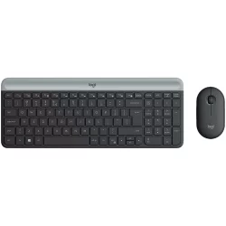 Комплект Logitech MK470 Slim безжична клавиатура+мишка, Silent, графит