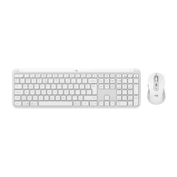 Комплект Logitech Signature Slim Combo MK950 безжична клавиатура + мишка, Silent, бял