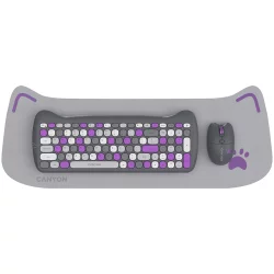 Canyon HSET-W6 Silent wireless keyboard + mouse + pad set, Violet