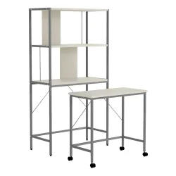 Shelving with mobile desk, white