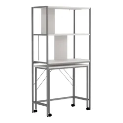 Shelving with mobile desk, gray
