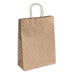 Крафт торбичка L златни точки 5бр