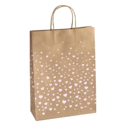 Крафт торбичка L розови сърца 5бр