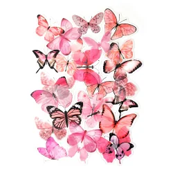 Clear Stickers Pink Butterflies 40pcs