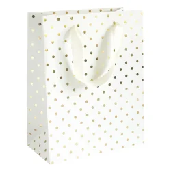 Крафт торбичка M златни точки бял 5бр