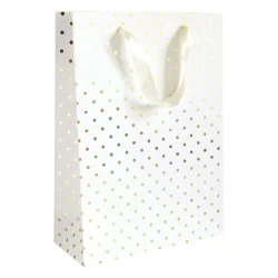 Craft Bag L Gold Dots White 5pcs