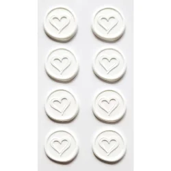 Самоз.восъчен печат бели сърца 8бр