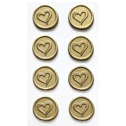 Self-adhesive wax seal Gold Hearts 8pcs