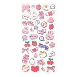 Clear Stickers Rabits pink