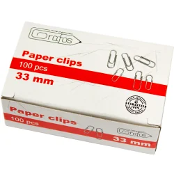 Paper clips Grafos 33mm nickel 100 pcs