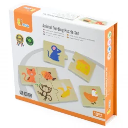 Logical Montessori puzzle Viga Toys Animals and food, 18+ months
