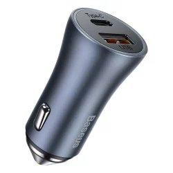 Baseus Golden Contactor Pro car charger with USB-C and USB-A output, Gray