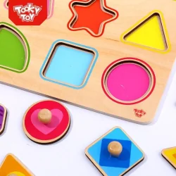 Tooky Toy Wooden puzzle with handles Colors and shapes, 1+ years