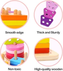 Дървена Монтесори низанка Tooky Toy сортер, 2+ години
