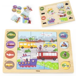 Viga toys Wooden puzzle Vehicles 18+ months
