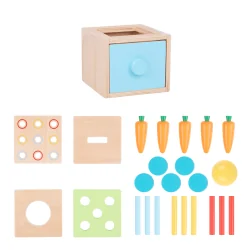 Монтесори образователнa играчка Tooky Toy Куб 4 в 1, 12+ месеца