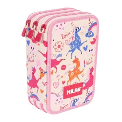 Milan Flowicorn 3-zip Pencil case 49pcs