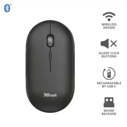 Trust Wireless mouse Puck, Black, Silent