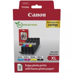 Мултипак Canon CLI-551XL оригинал + фотохартия 10x15 см