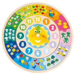 New classic Toys Wooden puzzle Clock 2 in 1, 2+ years