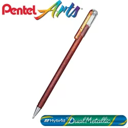 Ролер Pentel Dual Metallic 1.0 орнж/жълт