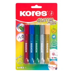 Течно лепило Kores Glitter Neon 5 броя